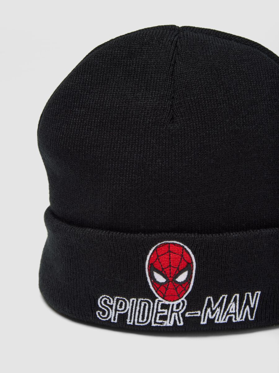 Black Spider-Man hat, neck warmer and gloves set_2