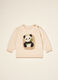 Beige stretch wool jumper with panda print_0