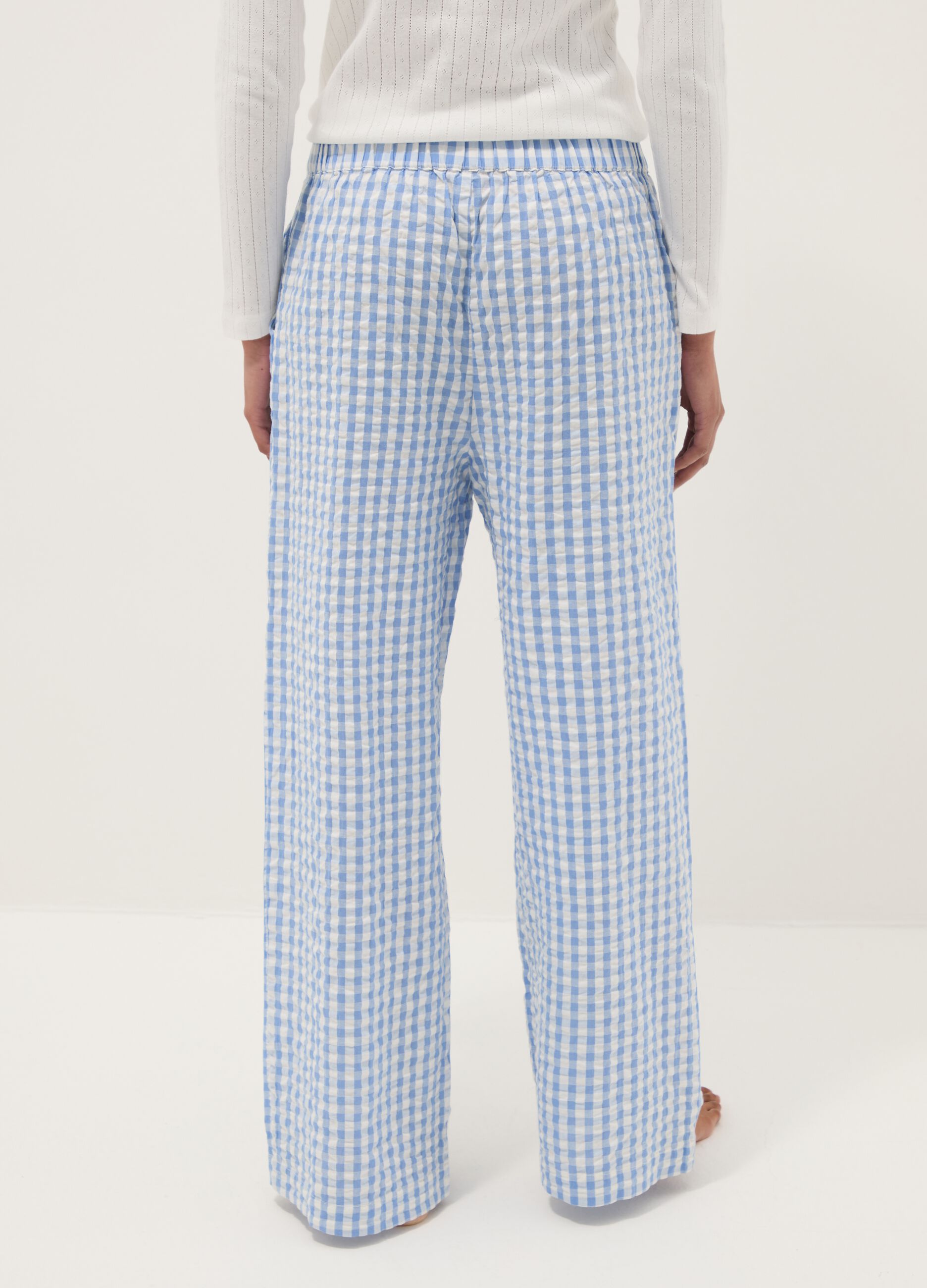 Multicolour check pure cotton pyjama trousers regular fit