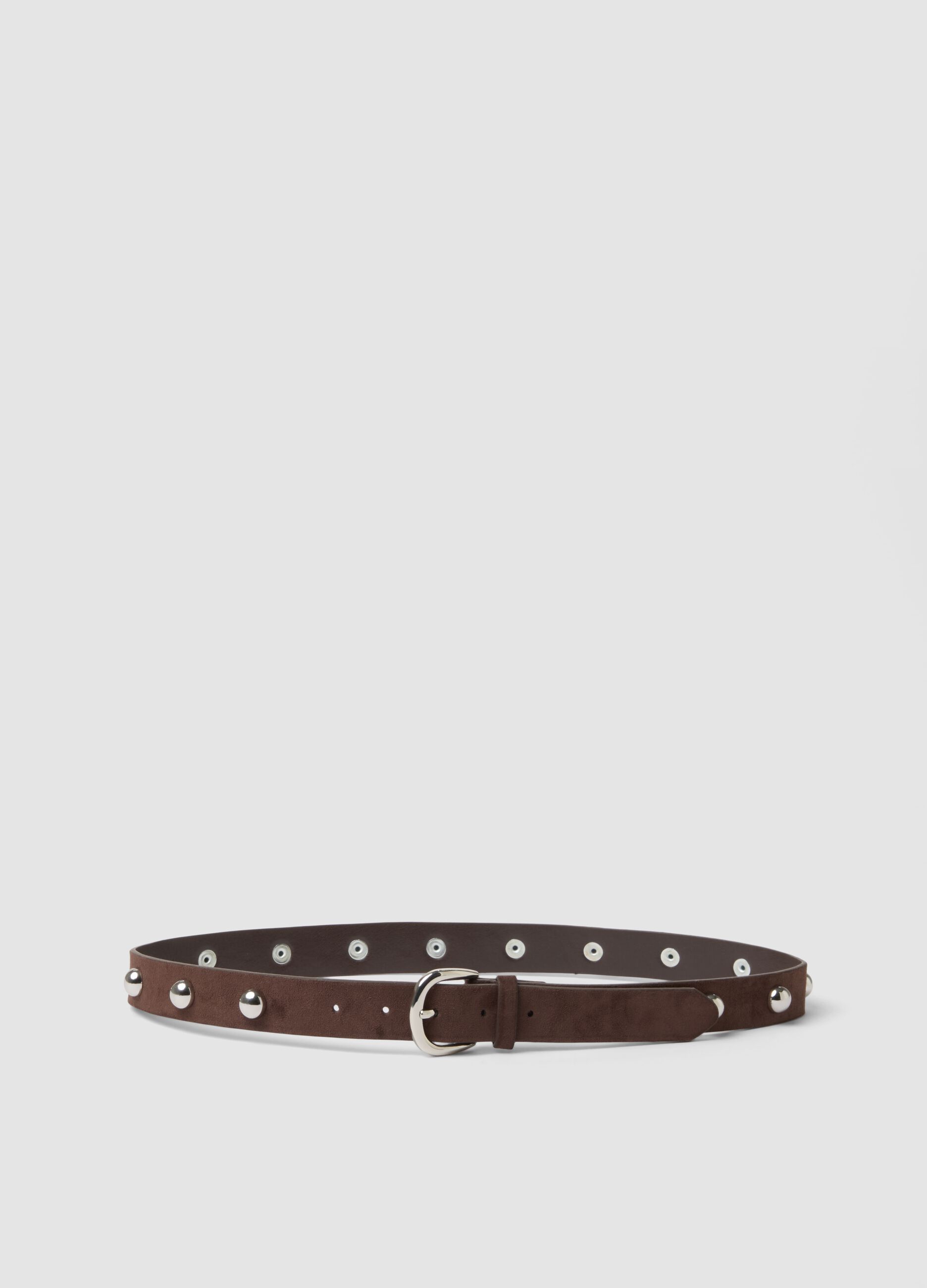 Brown belt with metal studs