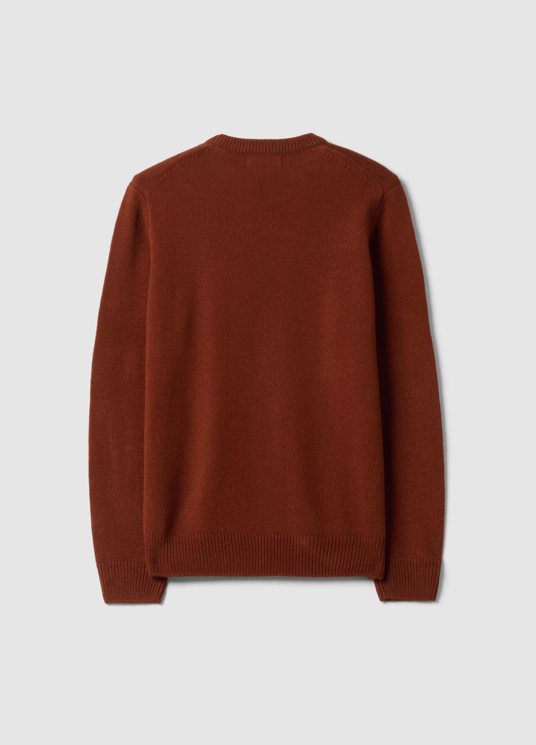 Maglia marrone girocollo in jersey knit regular fit