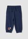 Midnight blue pure cotton oversized joggers with animal print_0