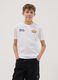 Boy's white pure cotton T-shirt, regular fit with prints_0