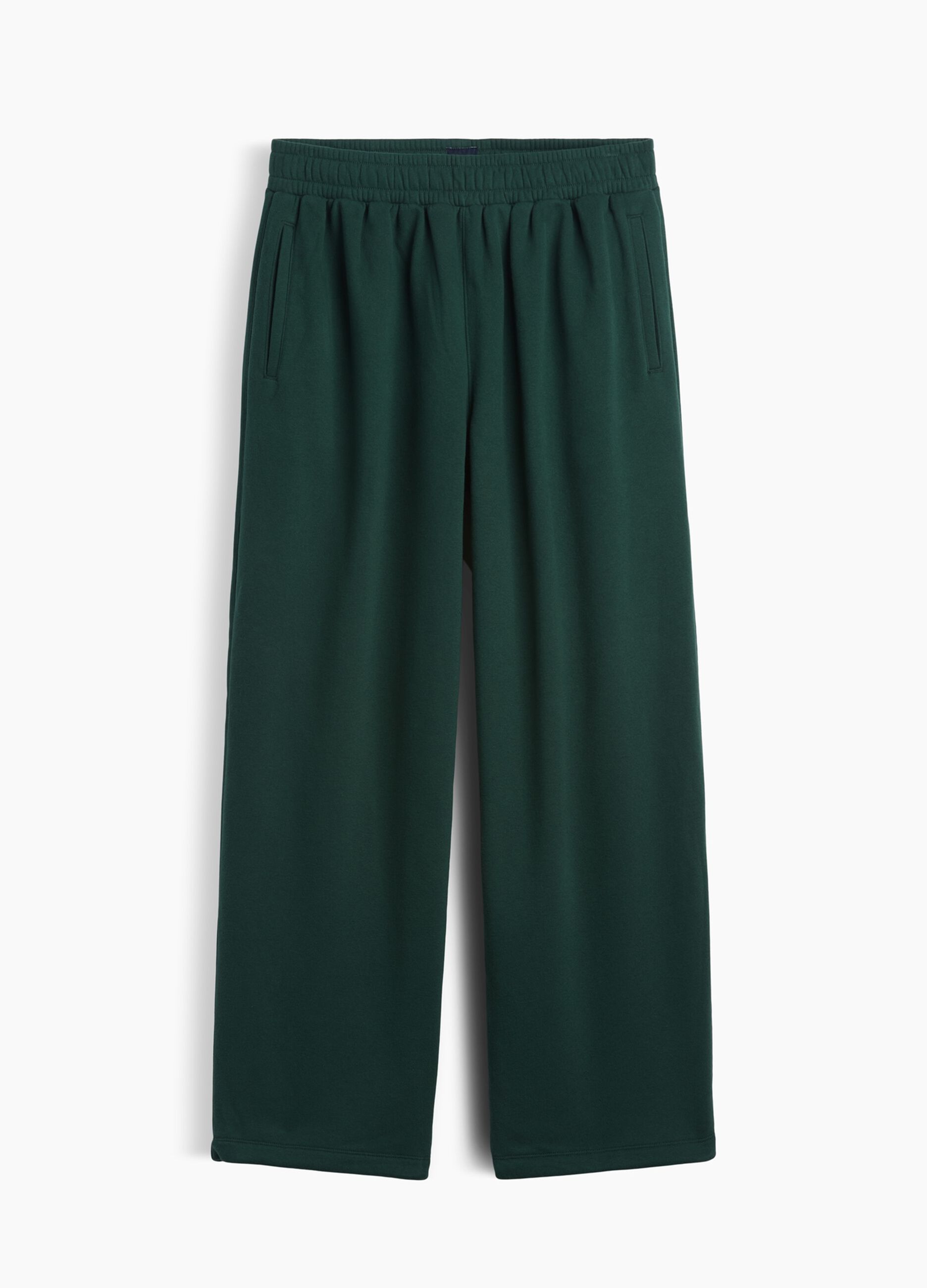 Pantaloni verdi in misto cotone con gamba ampia
