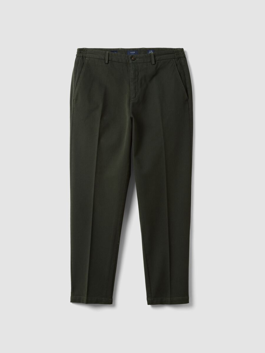 Green cotton and stretch modal chino trousers_0