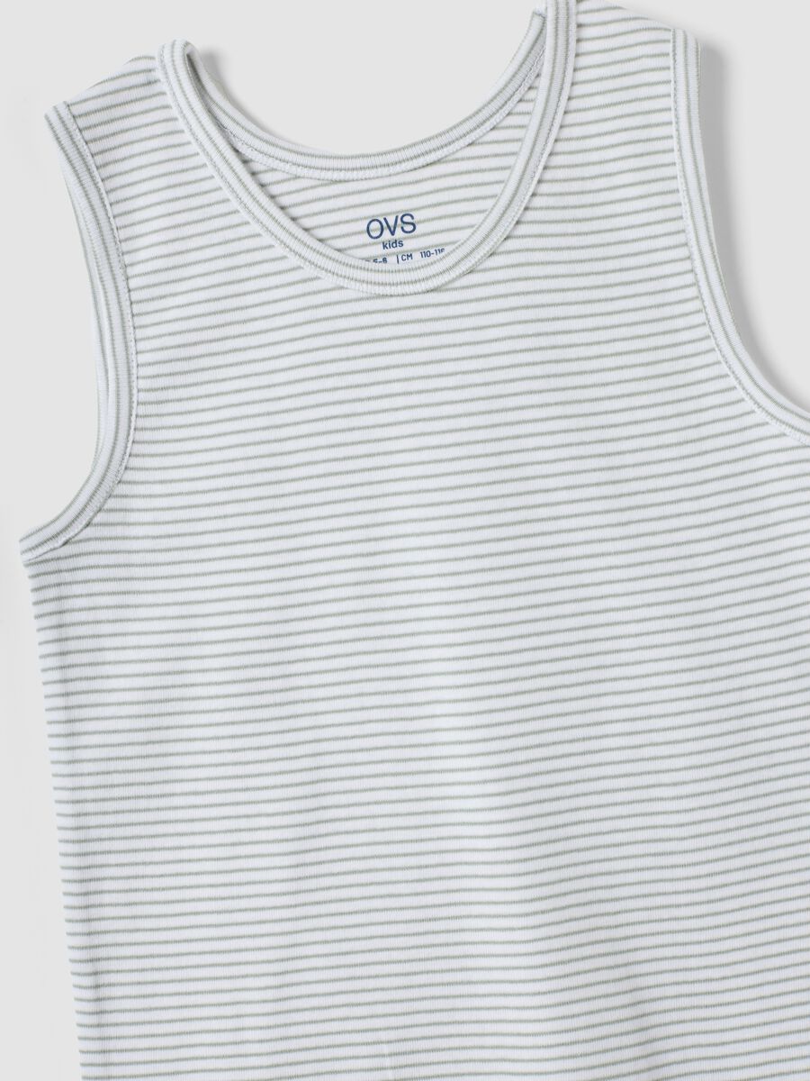 2-pack grey and green striped vests in pure organic cotton_2