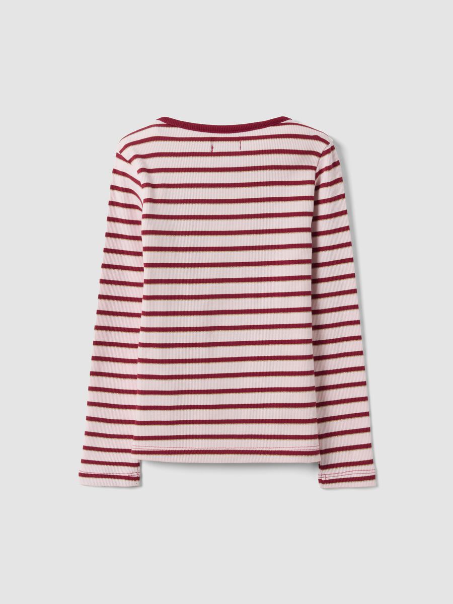 Girls&rsquo; multicolour striped stretch-cotton T-shirt with embroidery_2
