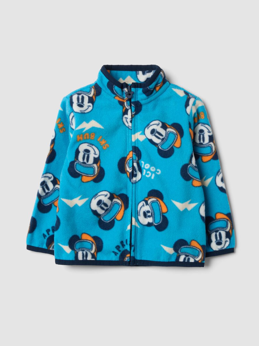 Ocean-blue crew-neck sweatshirt with Mickey print_0
