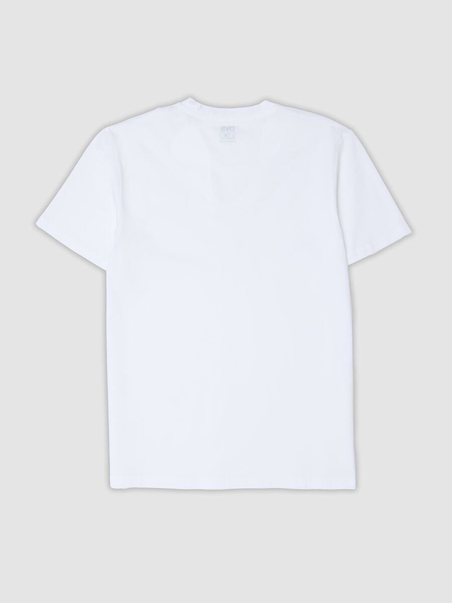 White mercerised pure cotton T-shirt with deep V-neck_2