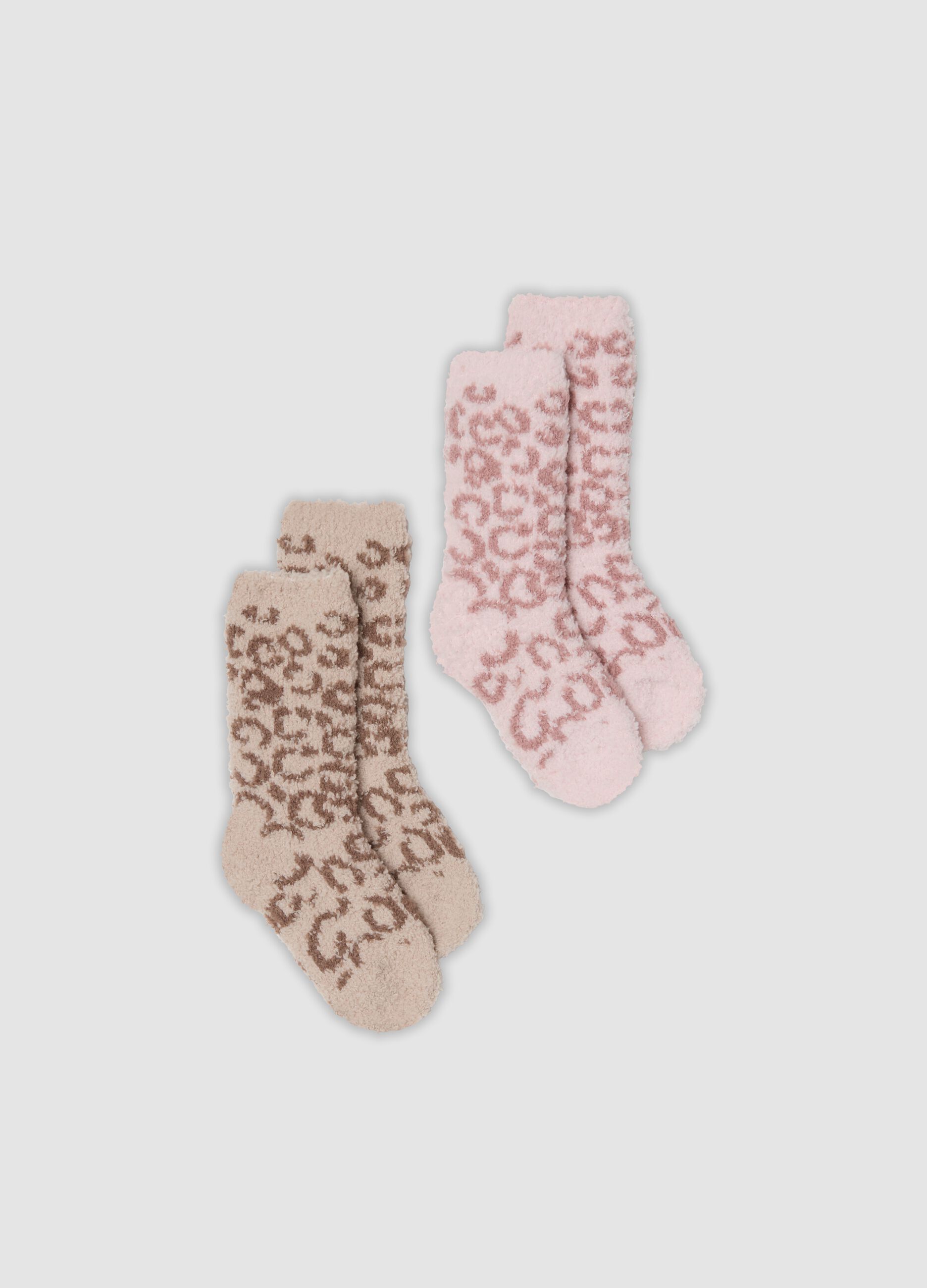 2-pack multicolour midi socks in stretchy fabric with pattern