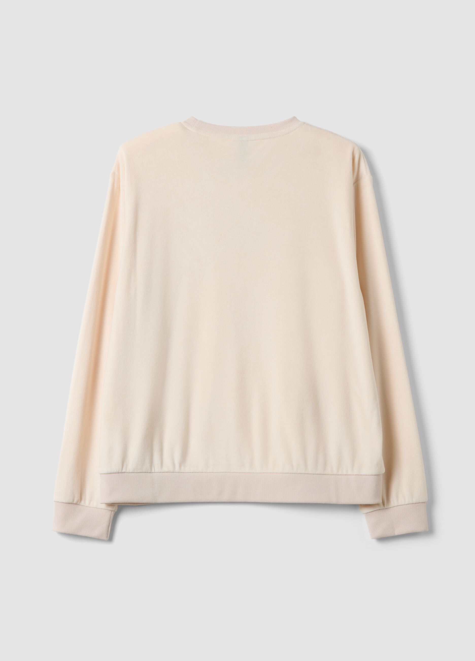 White stretch chenille crew-neck pyjama top