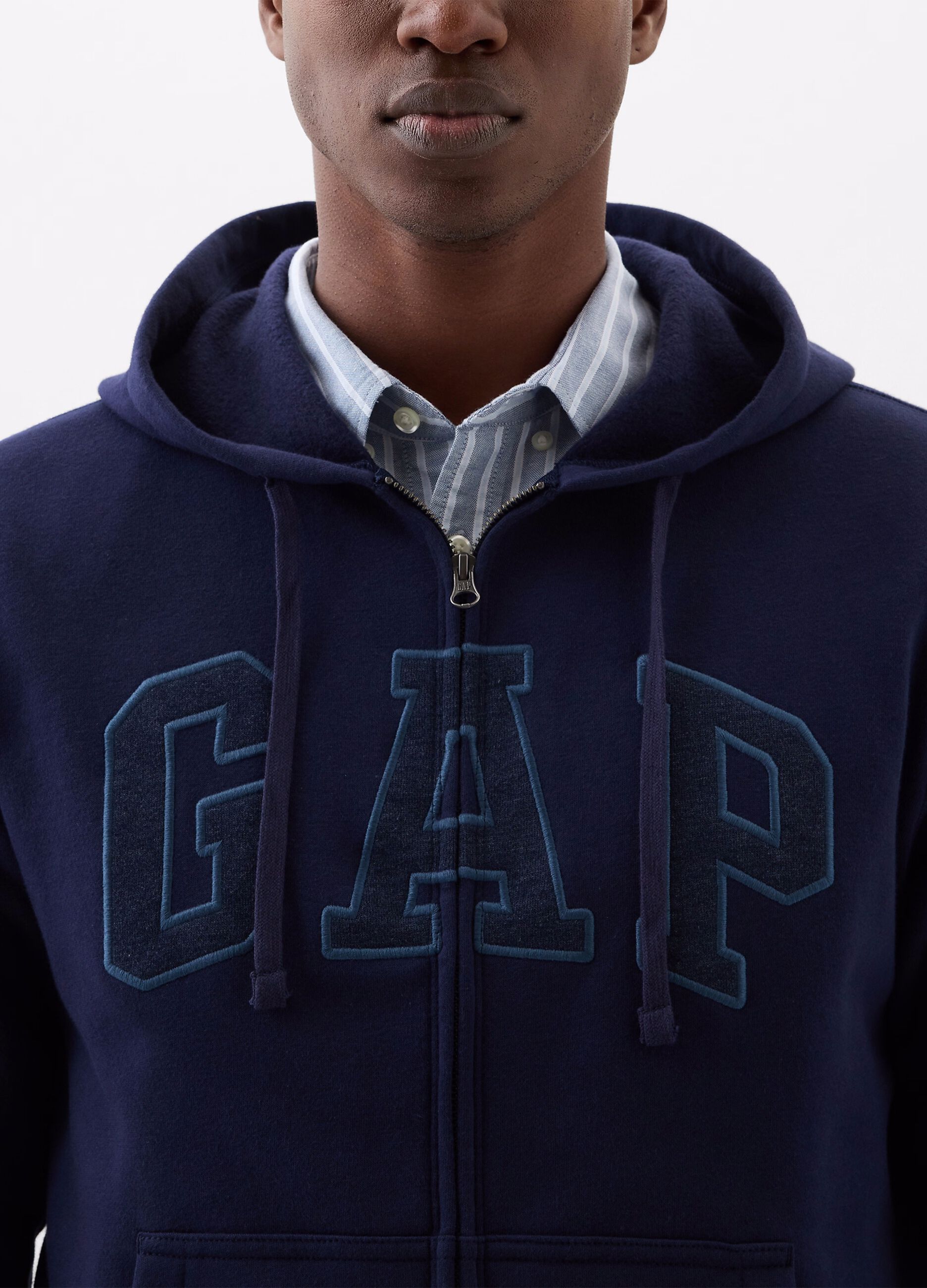 Full-zip fleece sweatshirt with logo embroidery