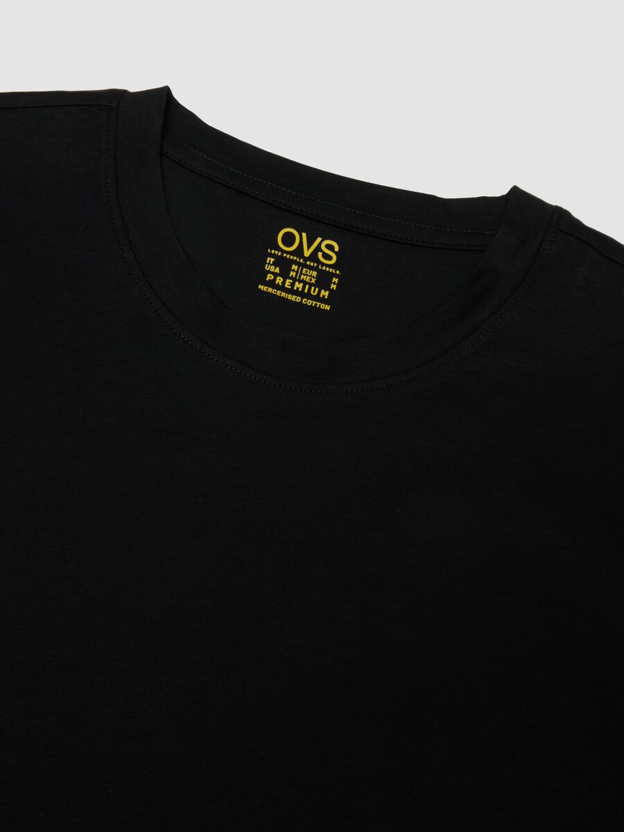 Black crew-neck T-shirt in pure mercerised cotton_1