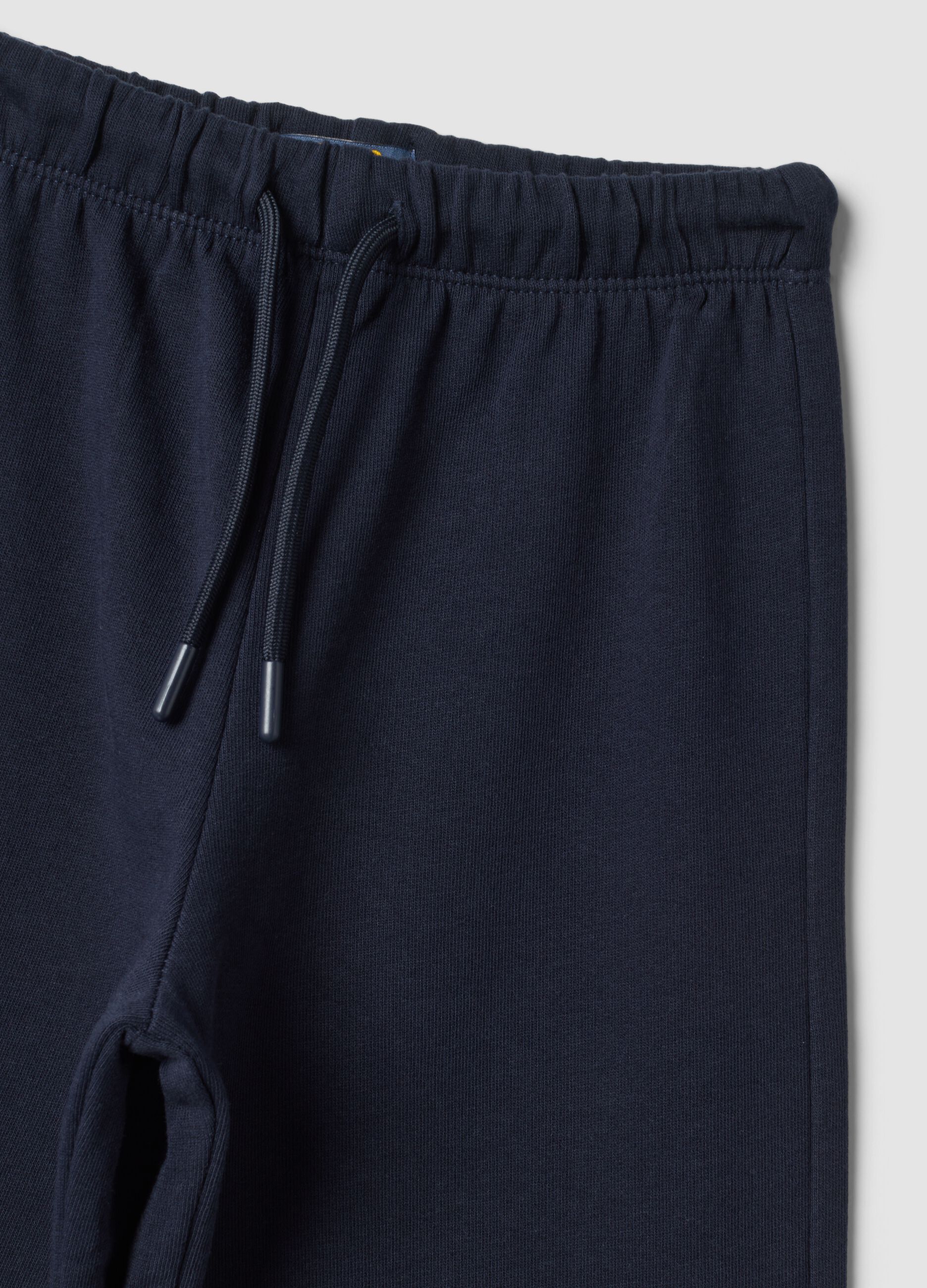 Pantaloni blu in puro cotone a gamba ampia