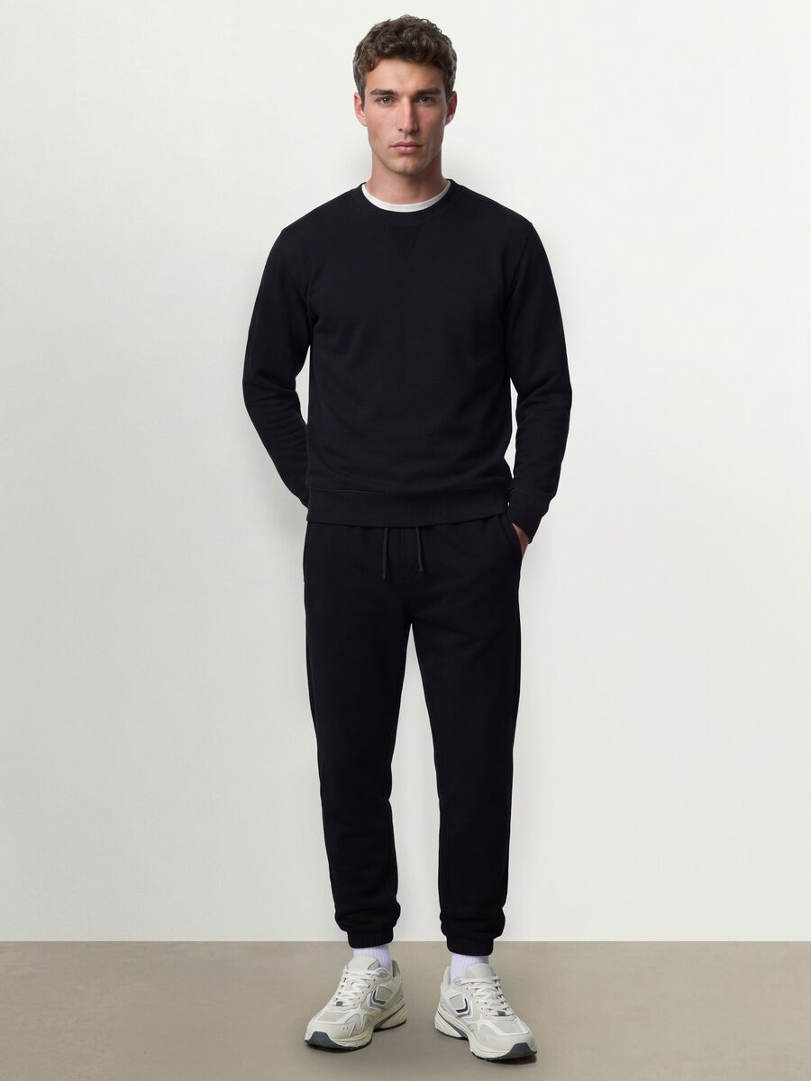 Black cotton-blend joggers, regular fit_0
