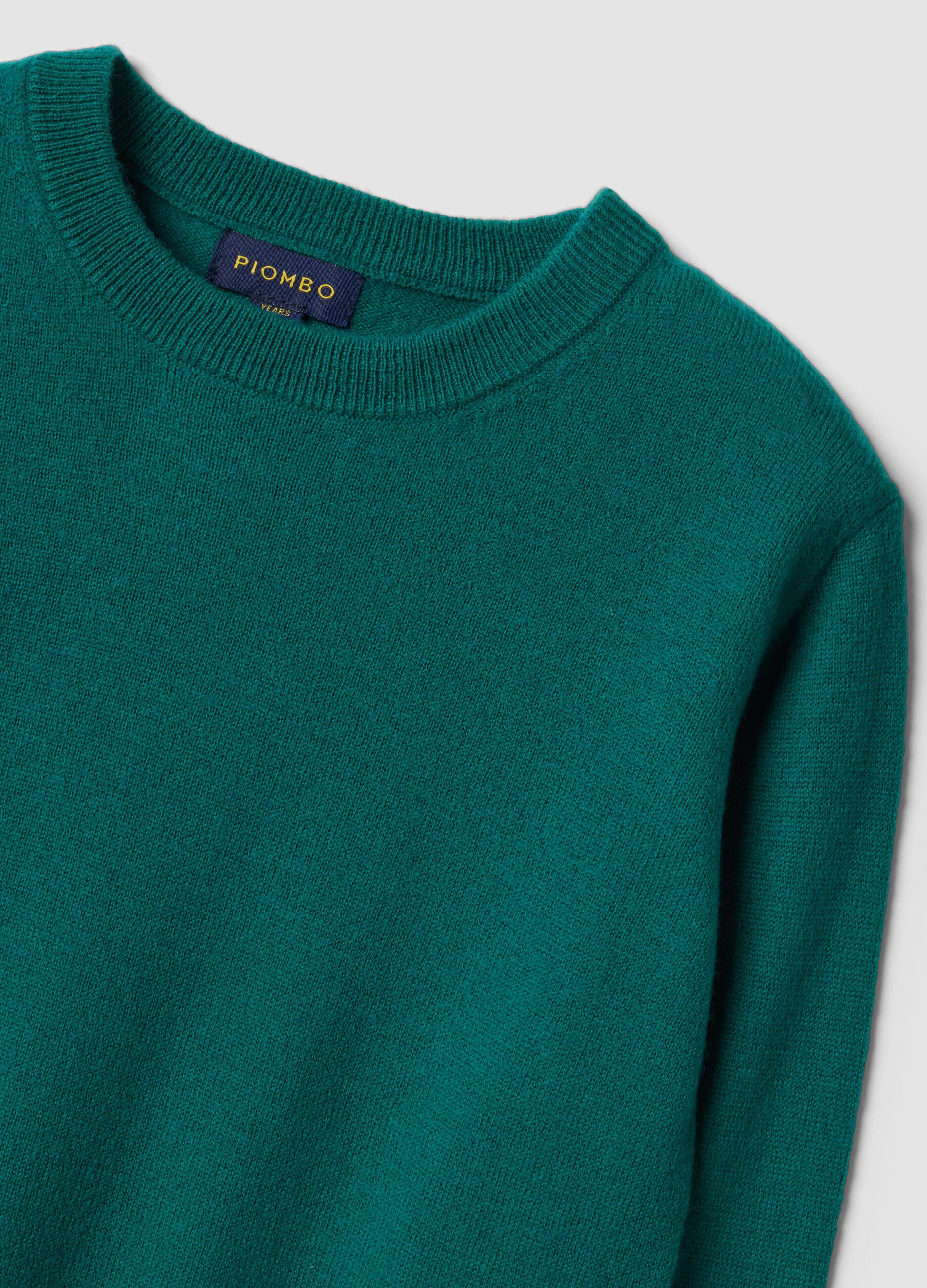 Maglia verde in pura lana a maniche lunghe regular fit