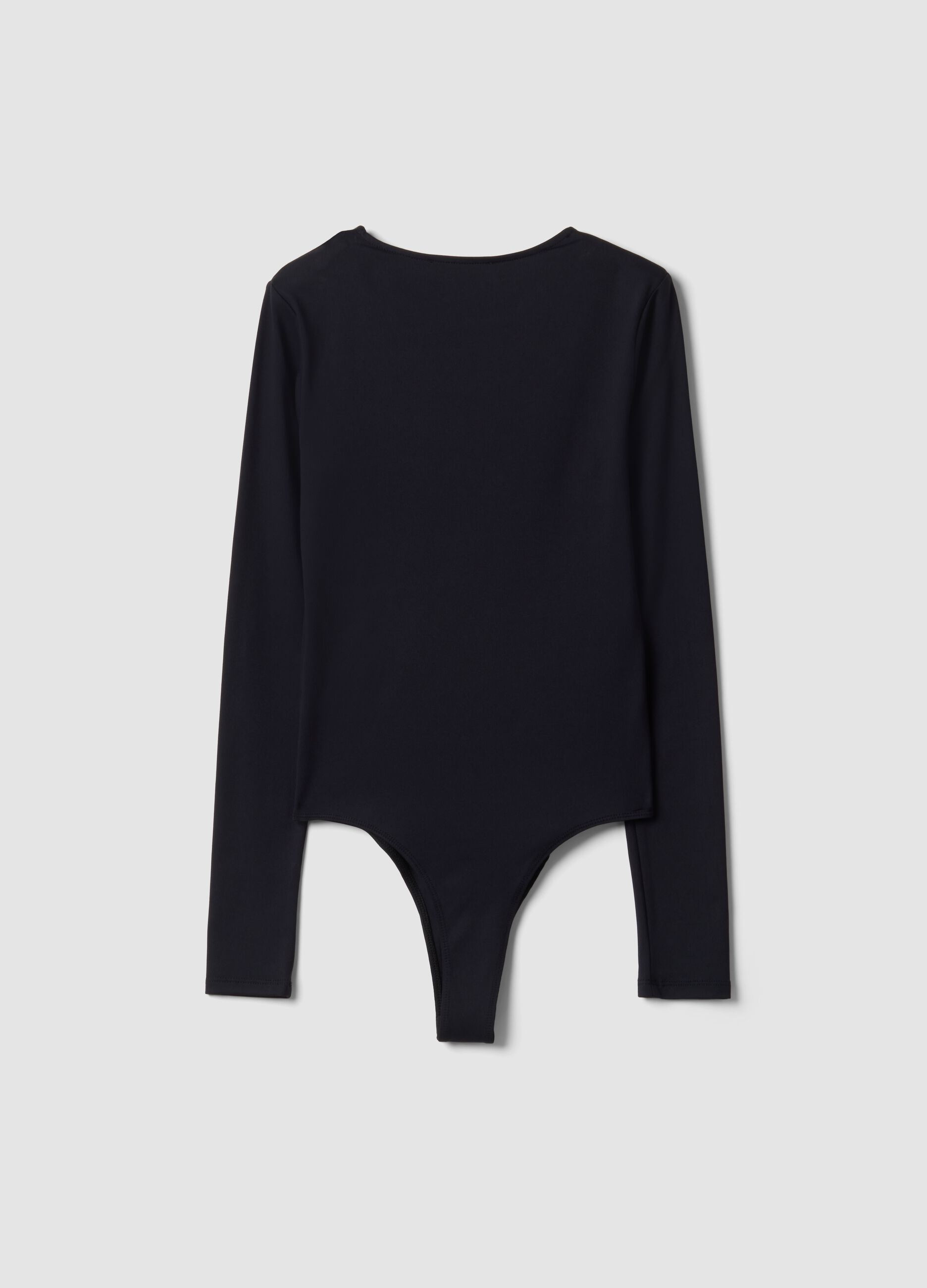 Blue stretch crew-neck bodysuit