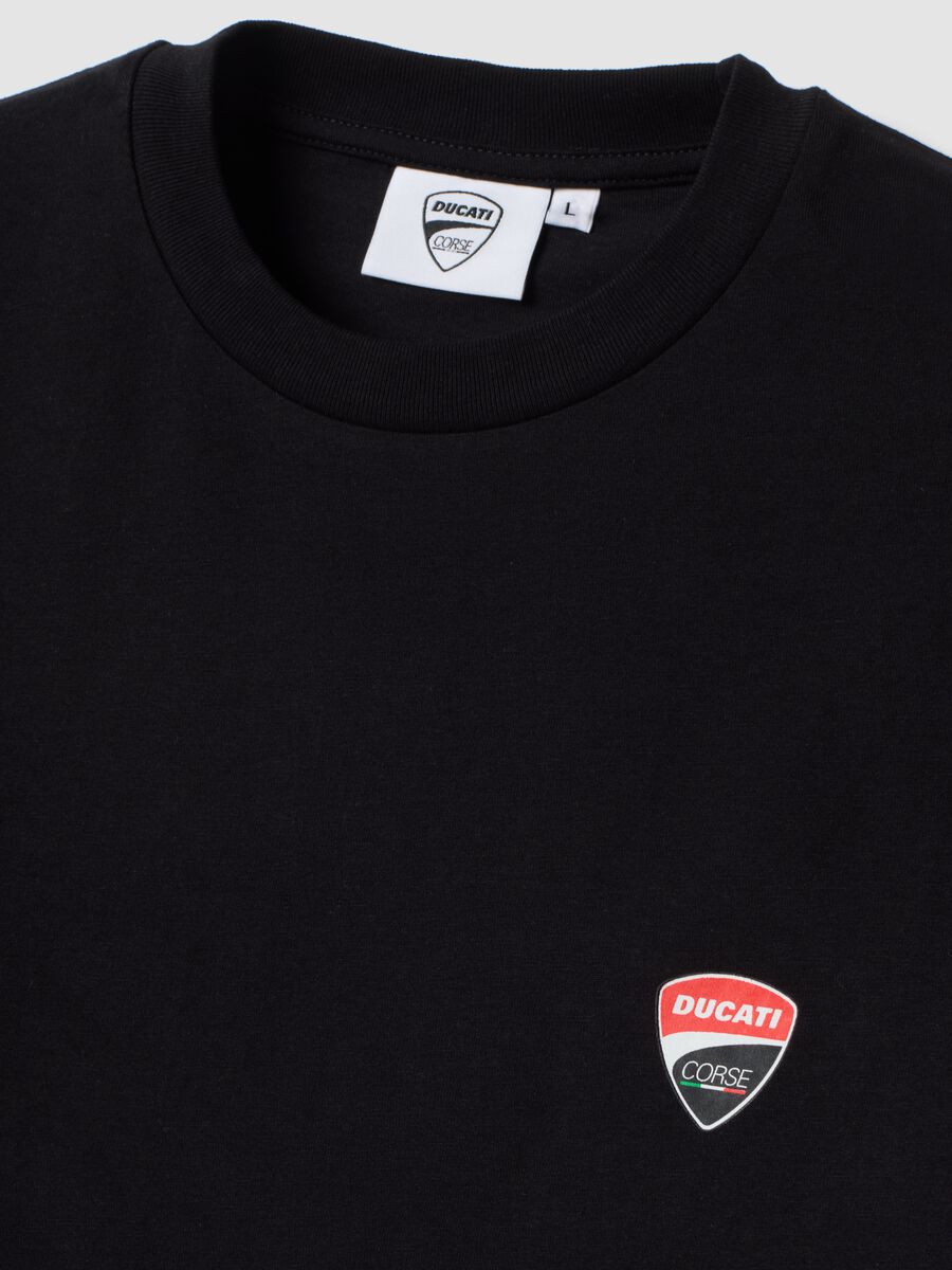 Black pure cotton T-shirt with Ducati print, regular fit_5