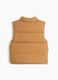 Brown padded gilet with zip and high neck_1