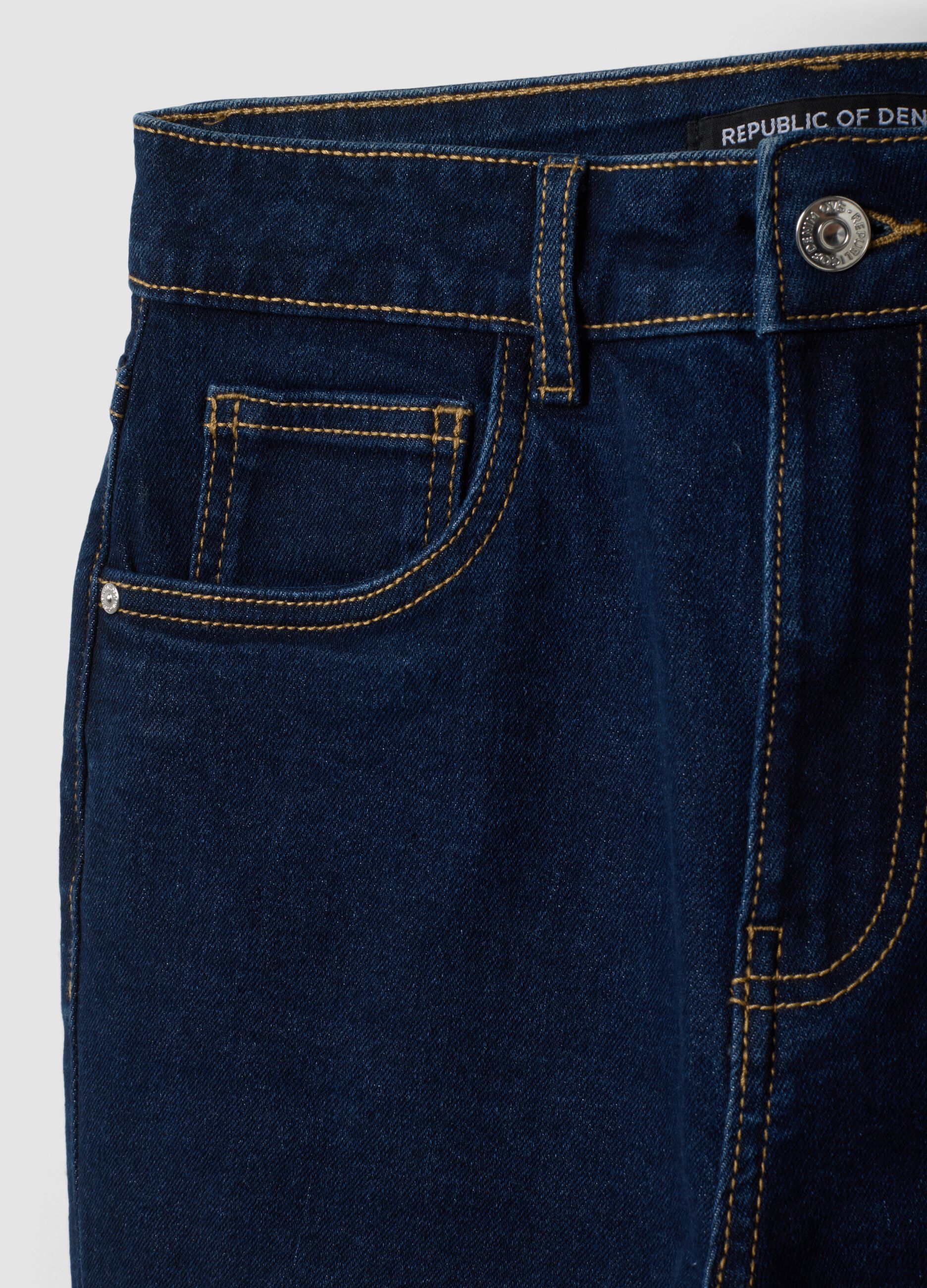 Blue denim cropped slim-fit jeans in stretch cotton and viscose