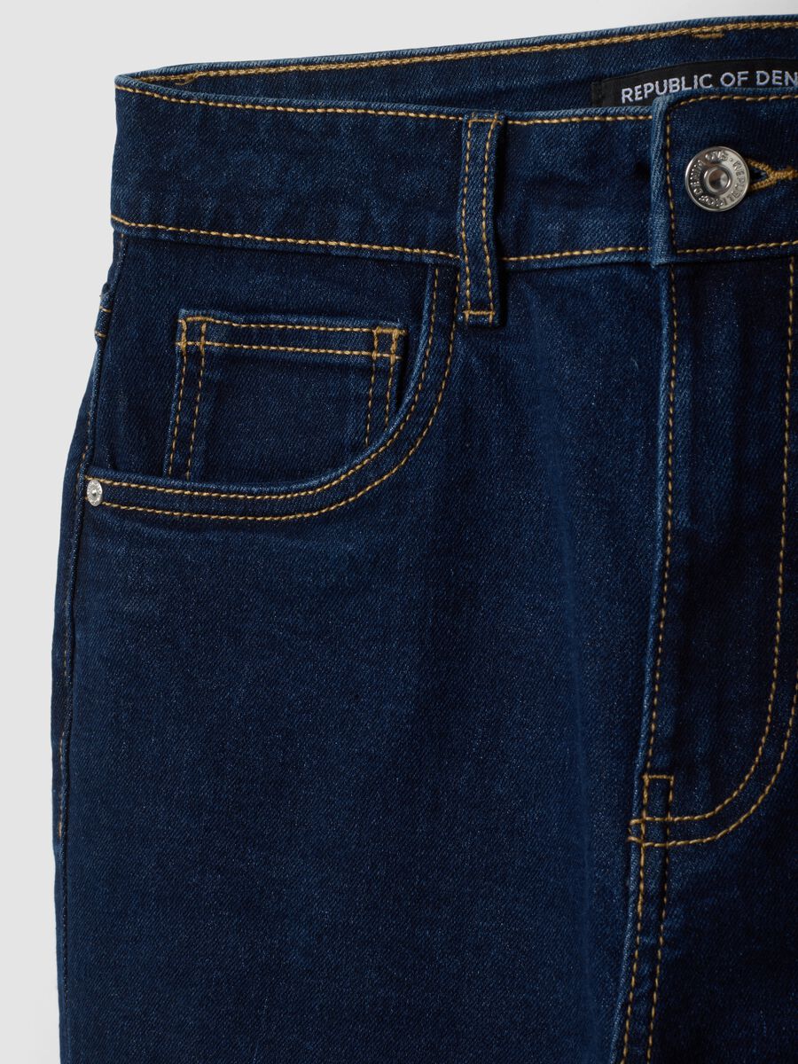 Blue denim cropped slim-fit jeans in stretch cotton and viscose_5