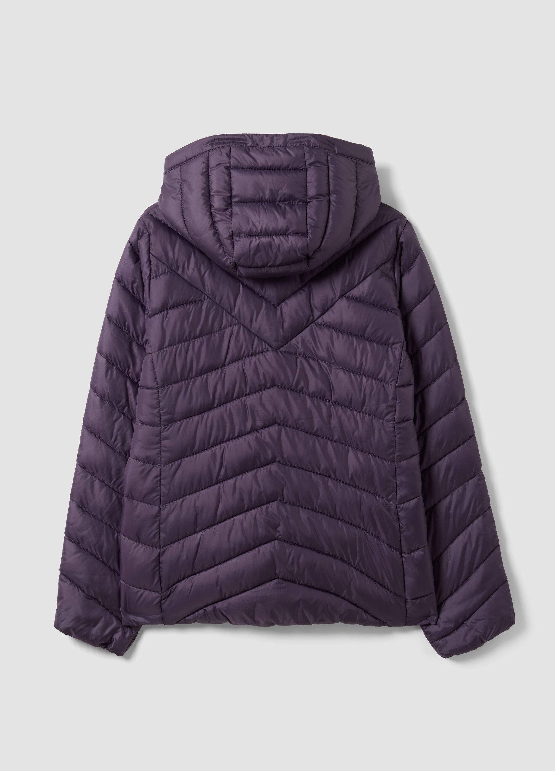 Purple Ultralight Quilted Jacket with Hood and Zip