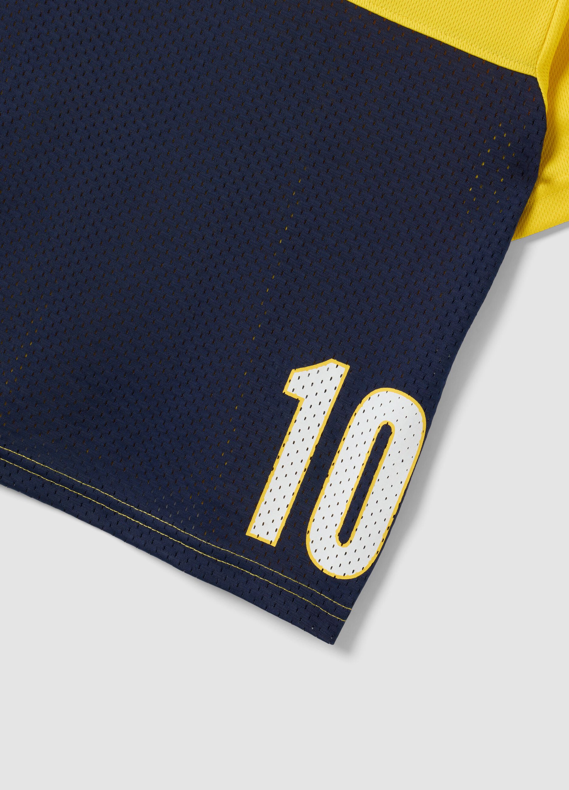 Yellow and blue regular-fit T-shirt with perforated insert for boys