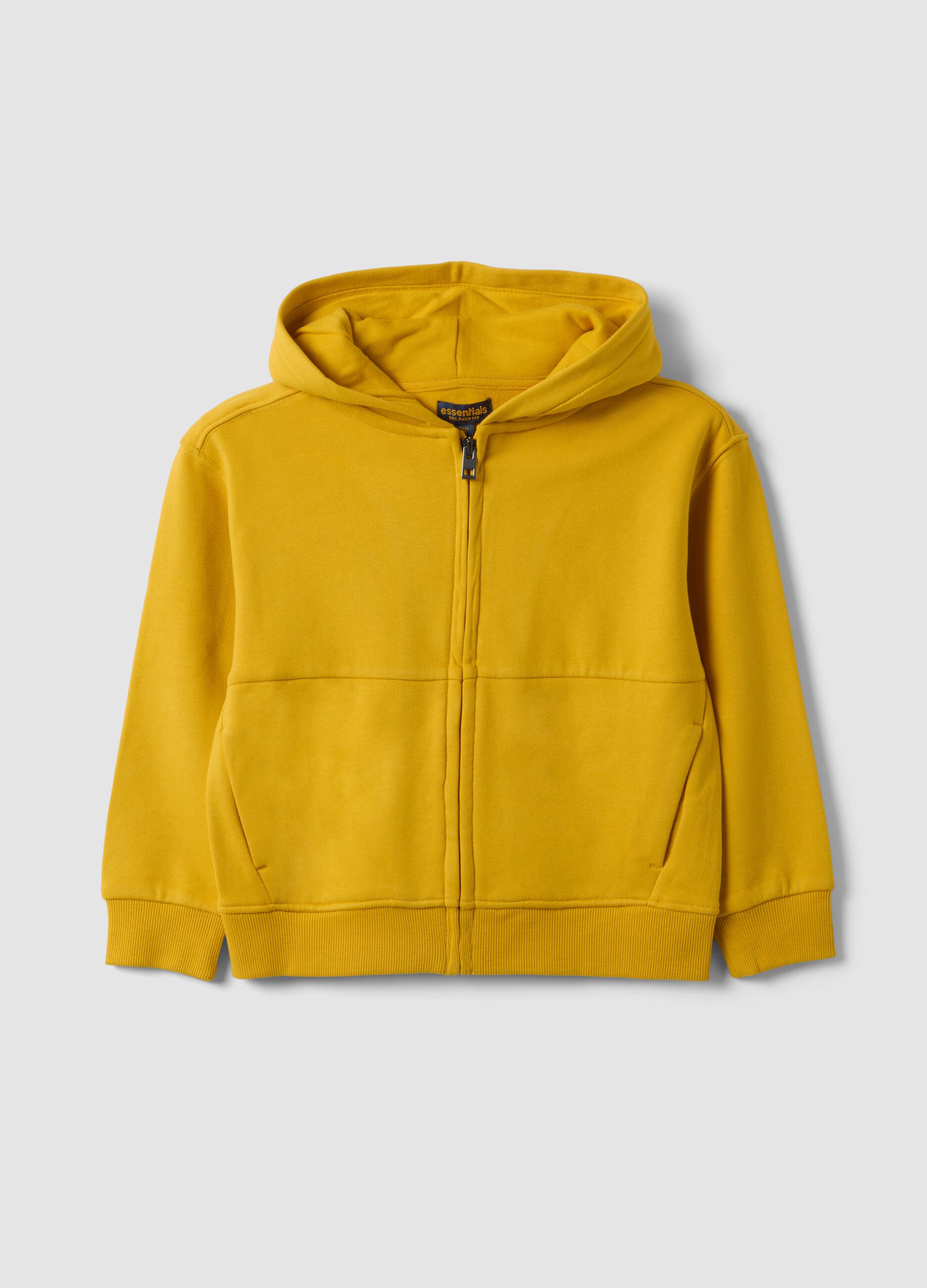 Yellow relaxed-fit hoodie in 100% organic cotton