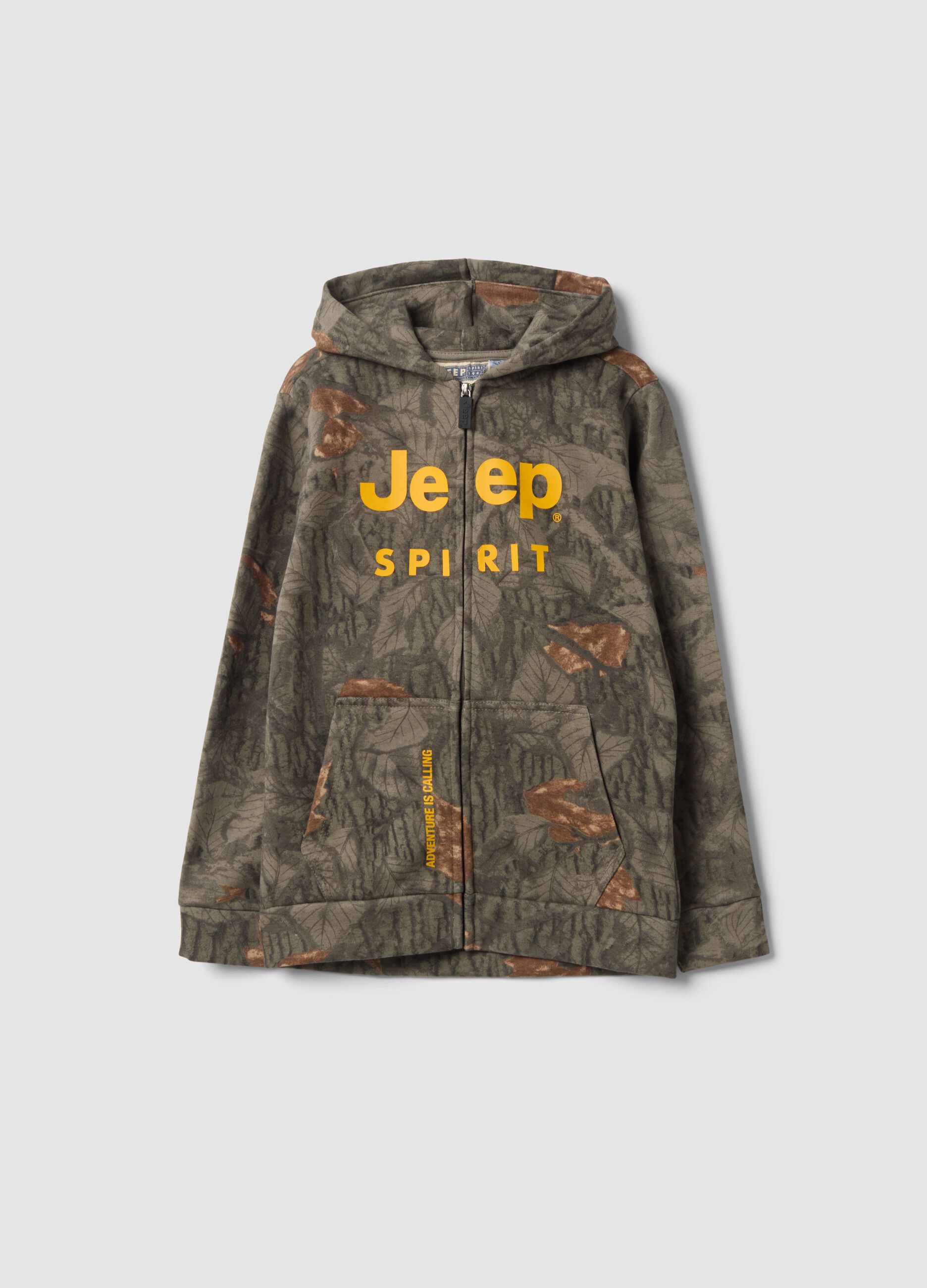 Multicolour cotton-blend hoodie with Jeep print