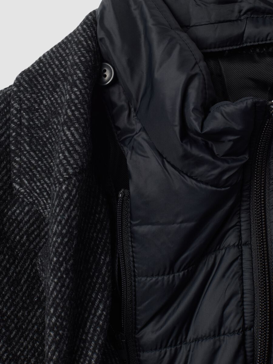 Grey padded wool and viscose blend coat, regular fit_1