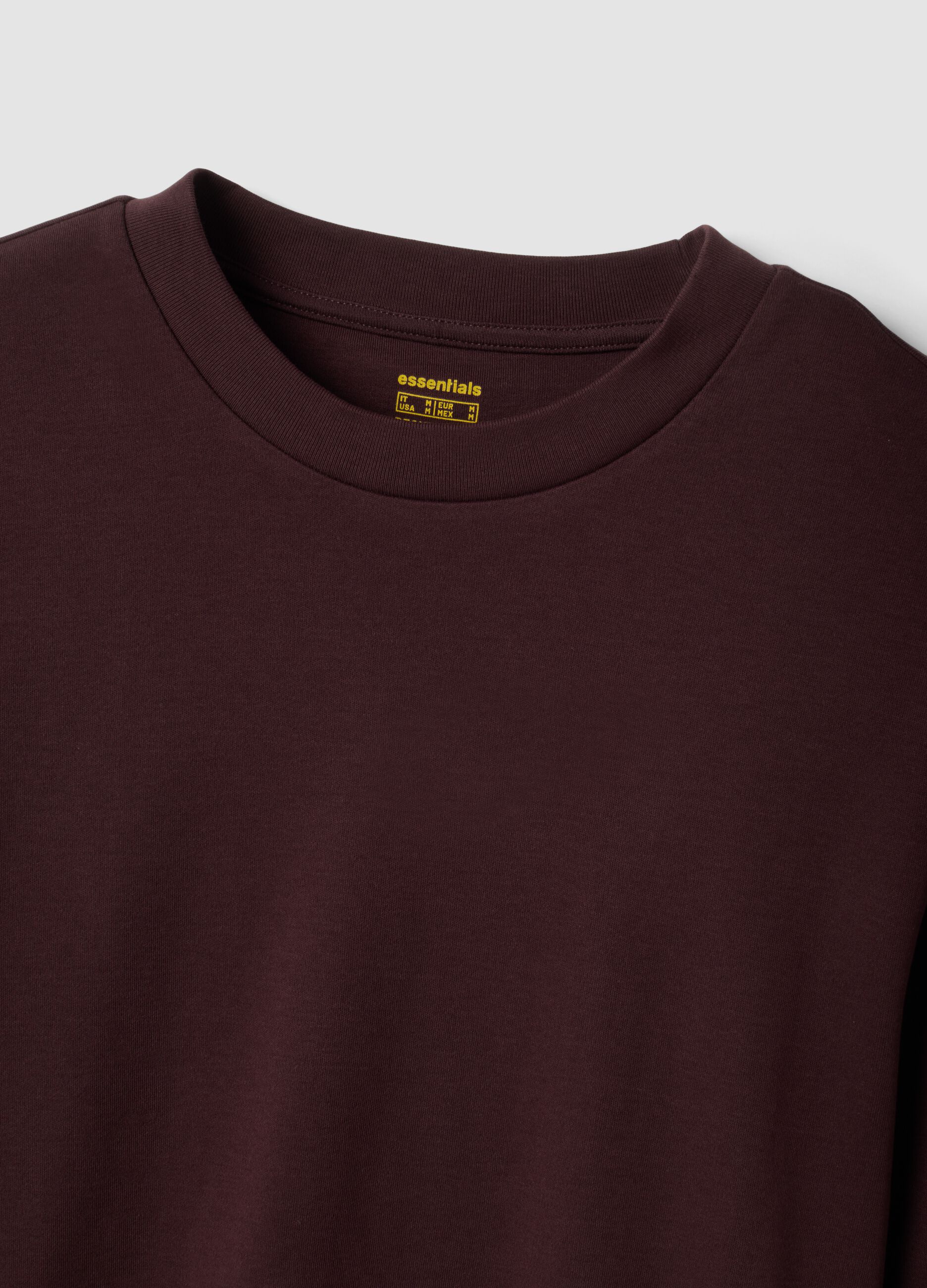 T-shirt marrone in puro cotone girocollo regular fit