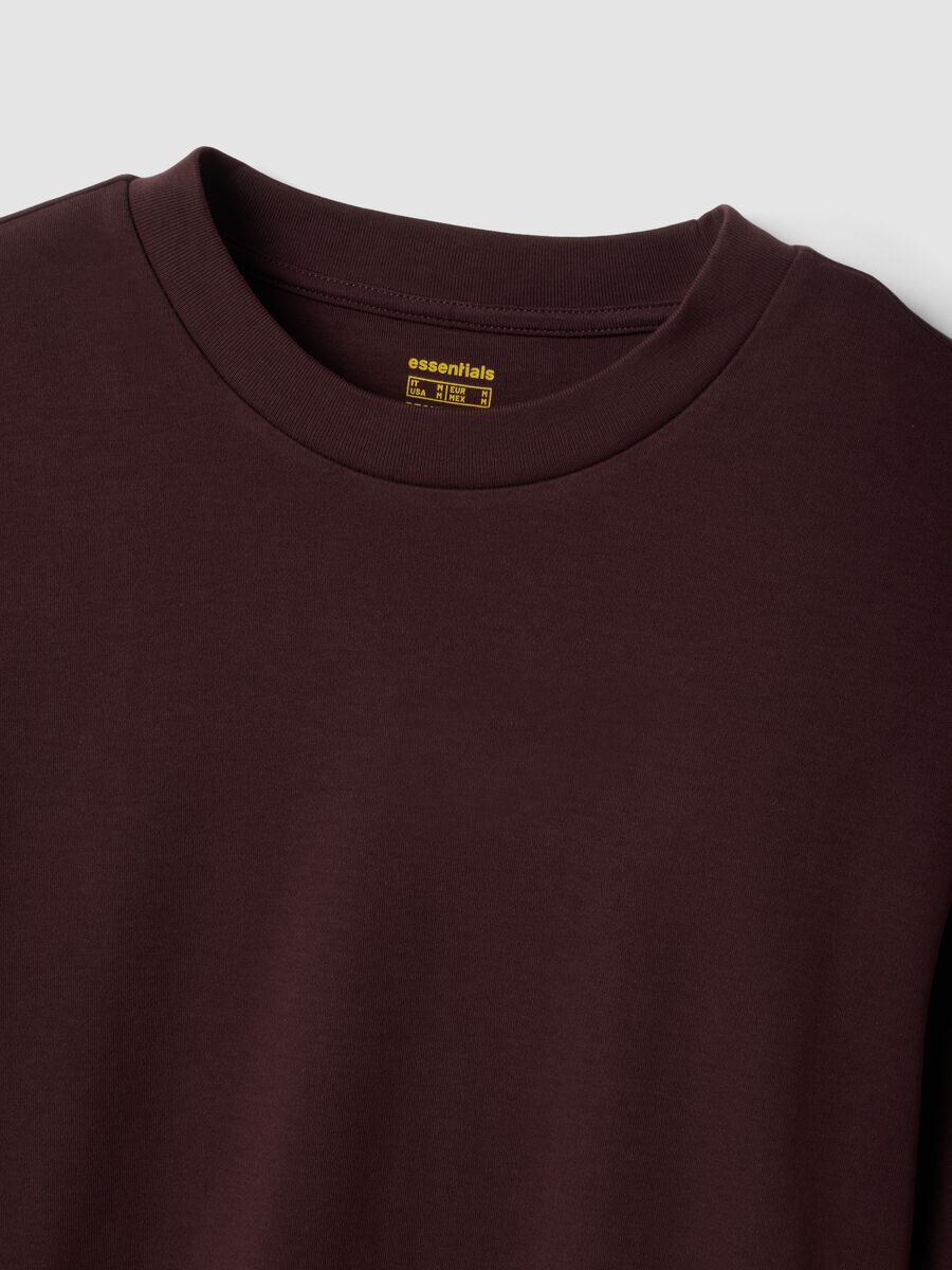 Brown pure cotton crew-neck T-shirt, regular fit_1