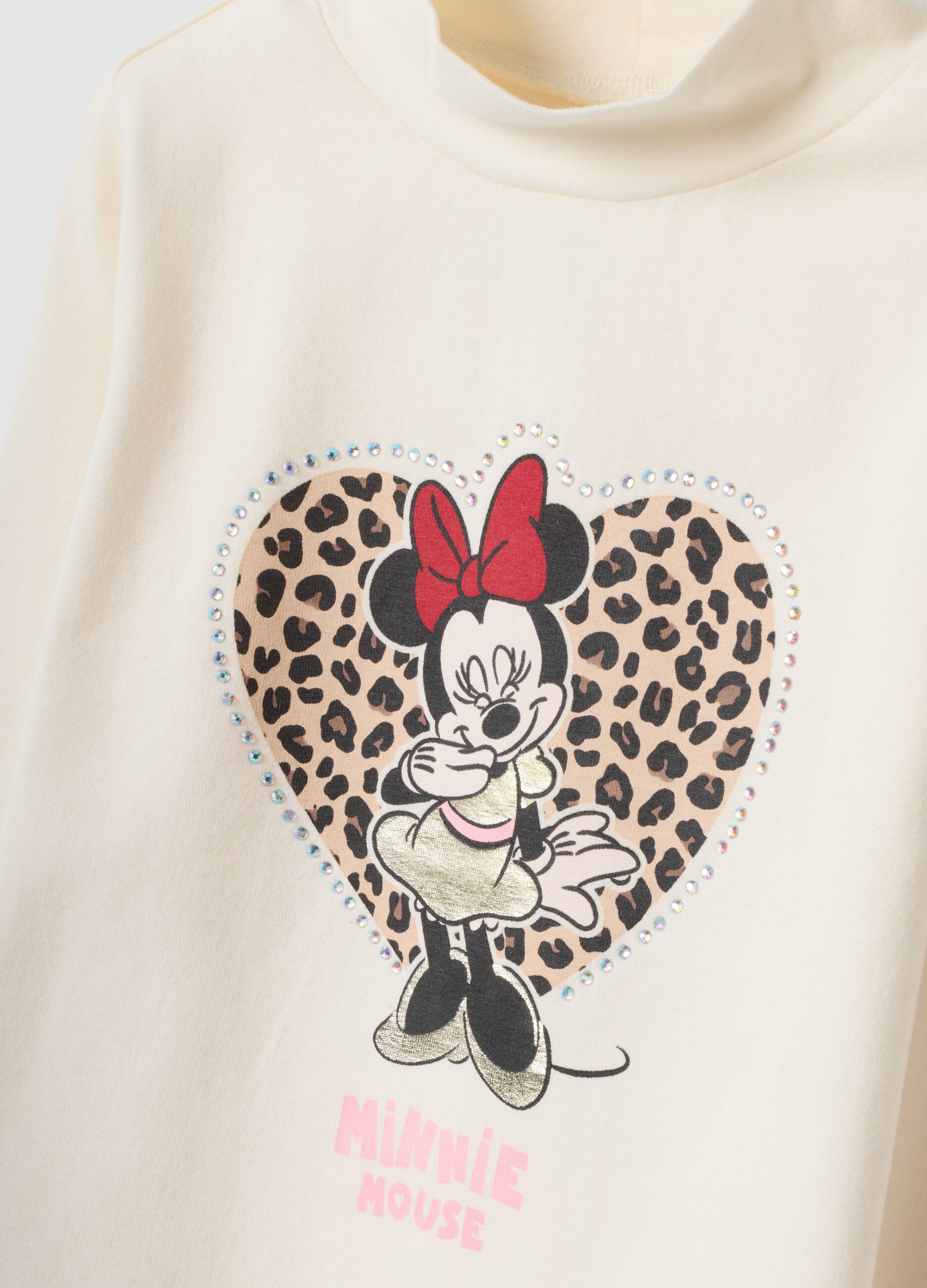 White stretch cotton Minnie print T-shirt
