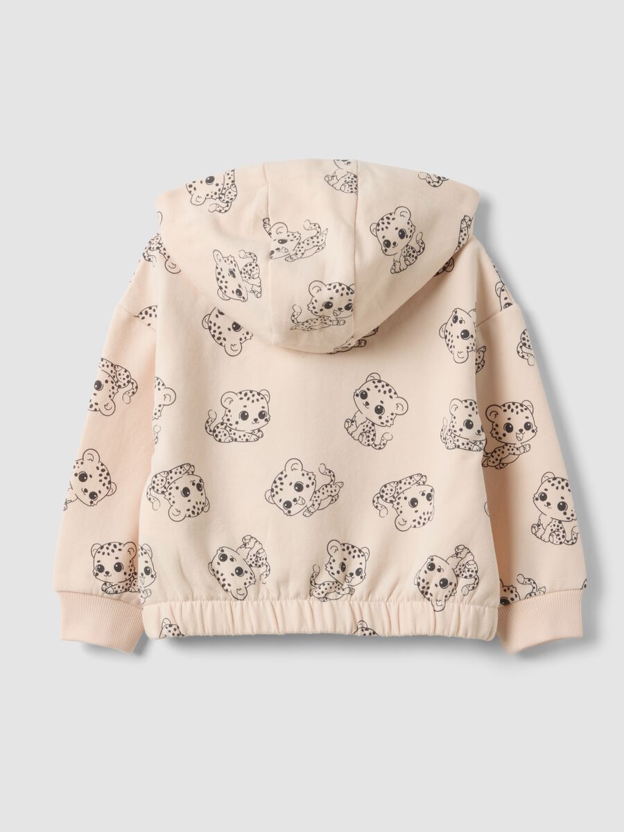 هودي وردي بسحّاب من قطن مطاطي بطبعة شاملة للبنات الرضّع_1