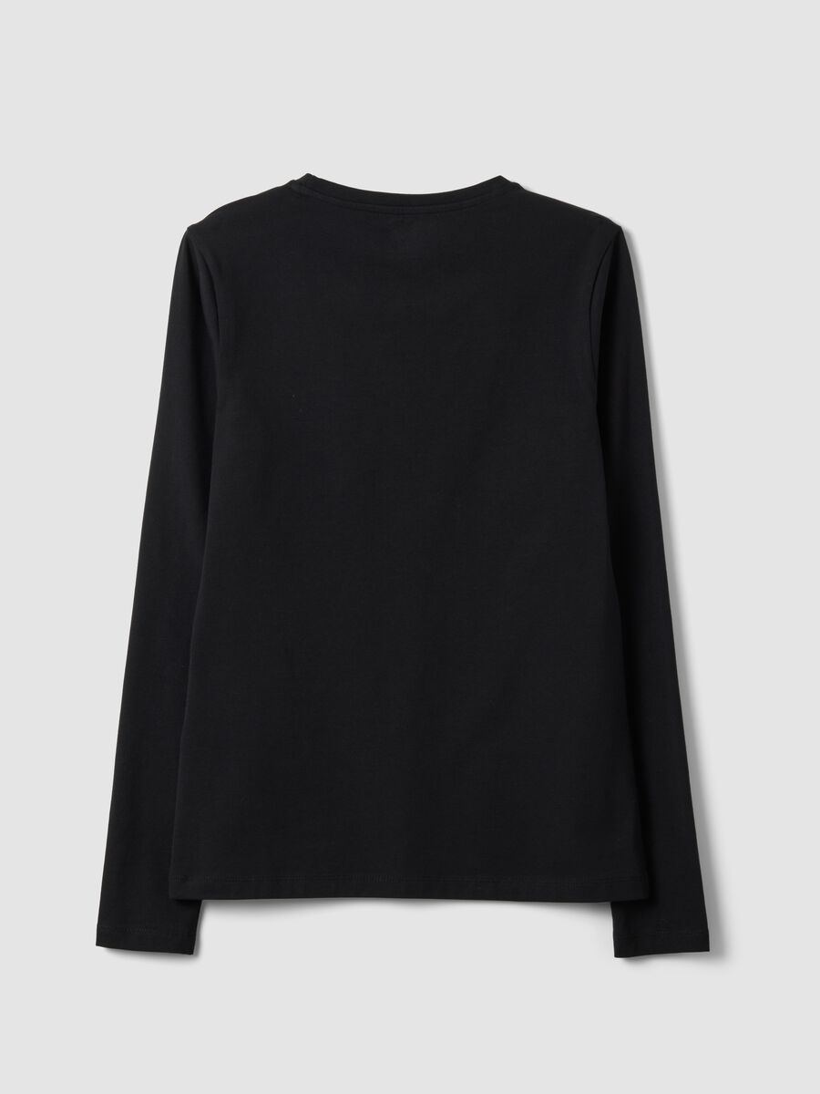 Black stretch organic cotton crew-neck top_6