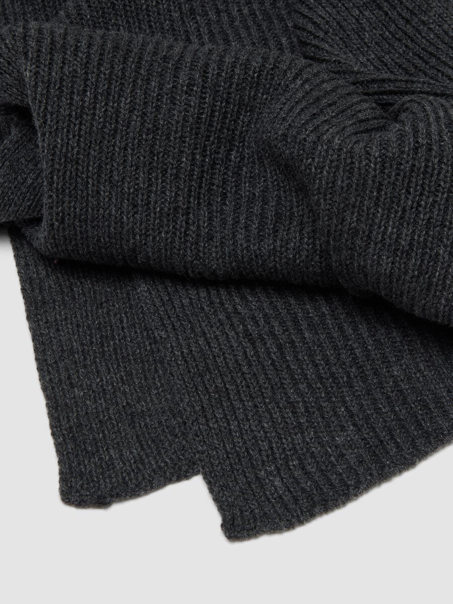 Grey ribbed pure cashmere scarf_1
