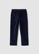Pantaloni blu in cotone elasticizzato a coste con vita elasticizzata_6