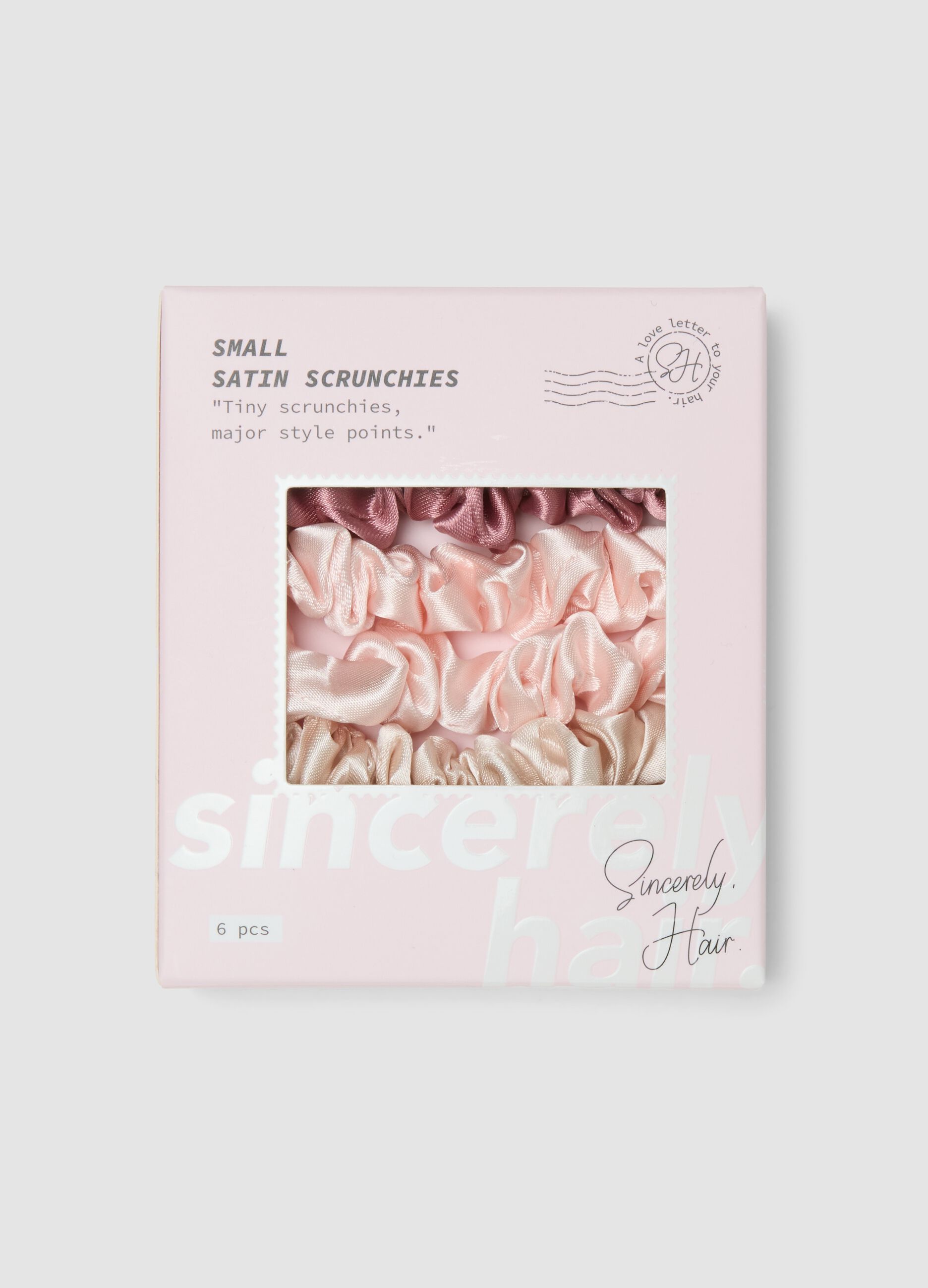 SINCERELY HAIR ربطات شعر ساتان صغيرة (عبوة 6 قطع) وردي وموف