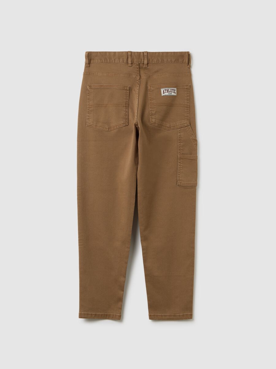 Boys' brown stretch cotton relaxed fit trousers_4