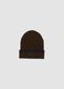 Brown jersey-knit beanie with striped turn-up_0