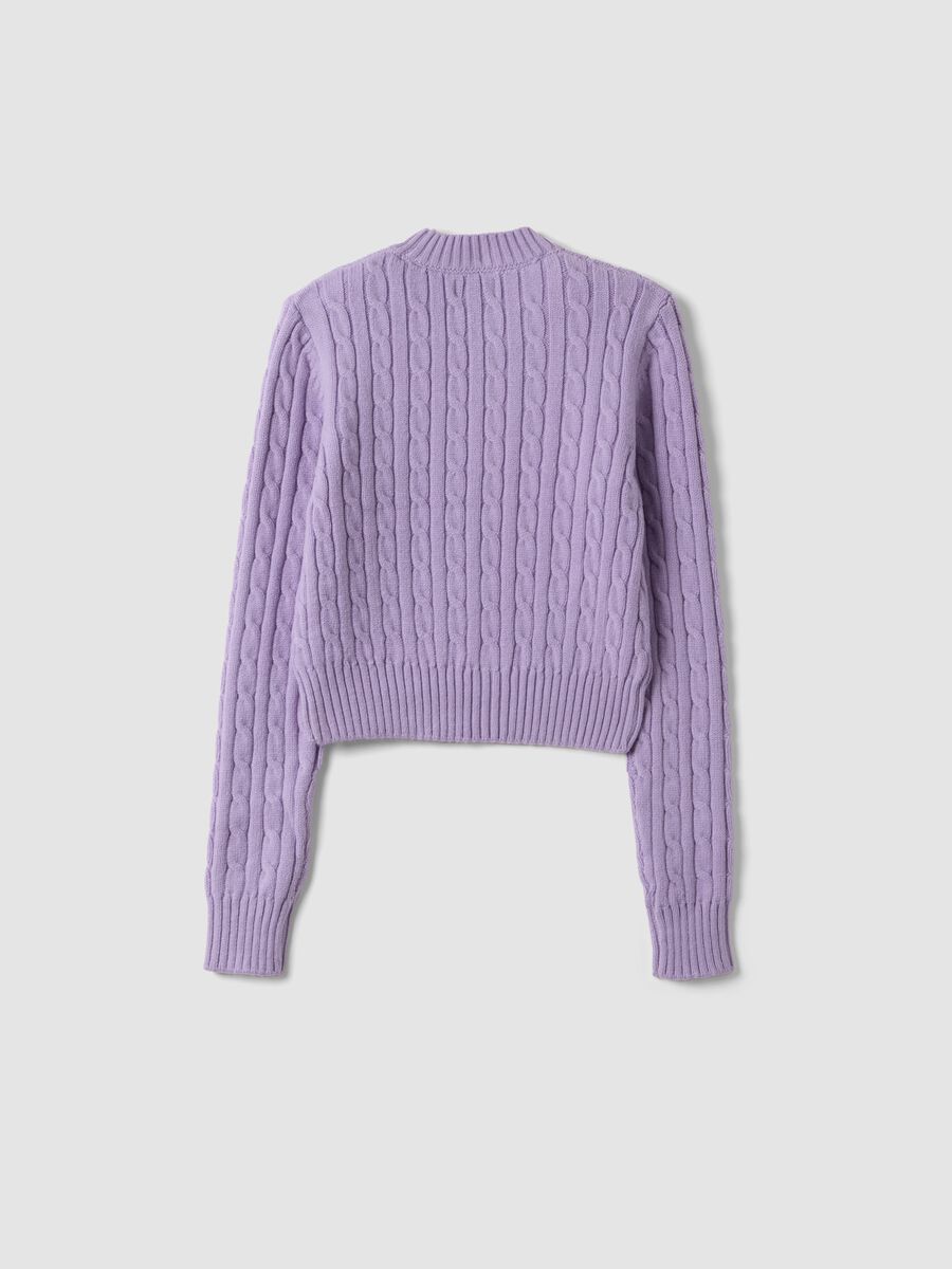 Purple cable-knit crew-neck jumper, regular fit_2