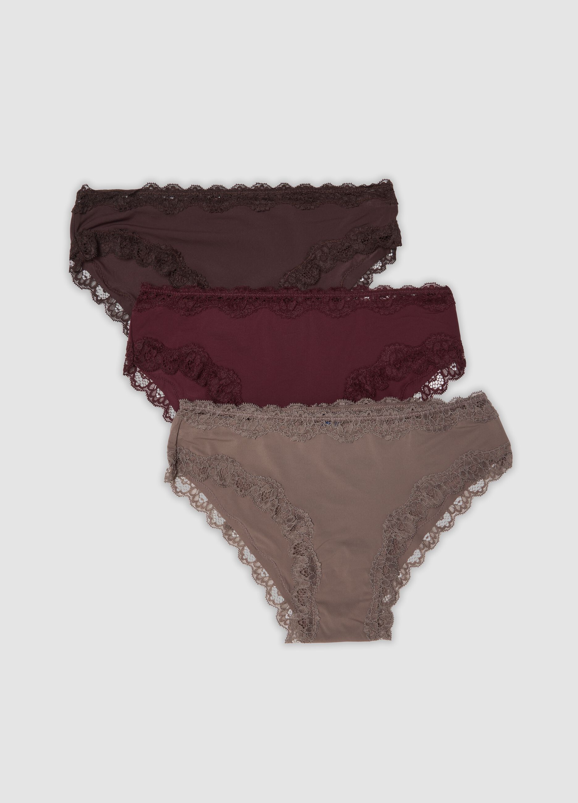 3-pack of multicolour organic cotton briefs with lace