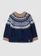 Blue jacquard regular-fit cable-knit jumper in pure organic cotton_0
