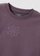 Purple crew-neck sweatshirt in pure cotton with floral print_3