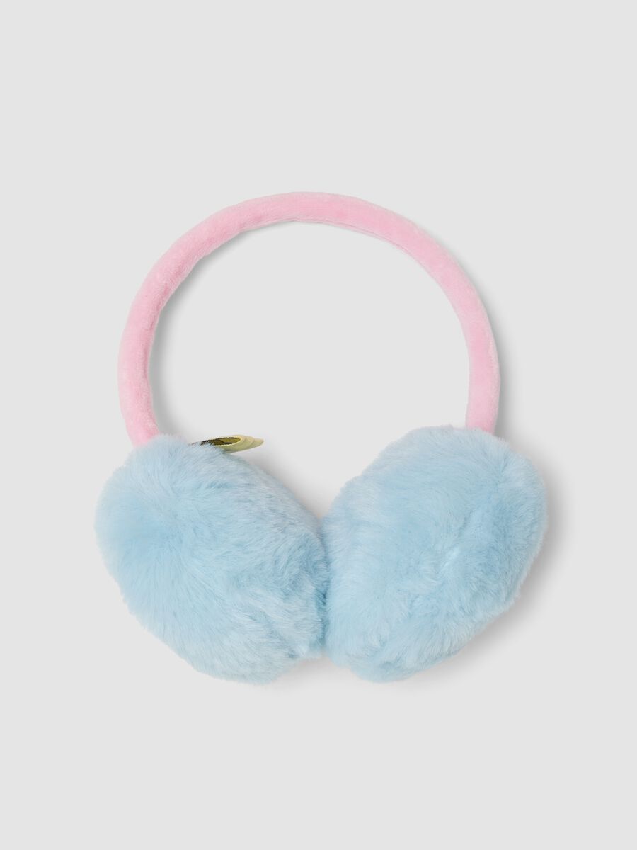 Blue ear warmers with Stitch patch_0