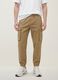 Pantaloni cargo marroni in cotone elasticizzato regular fit_1