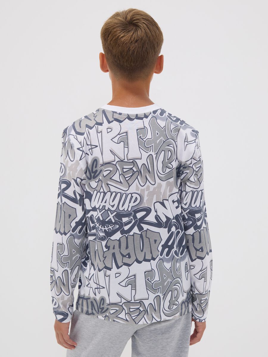 White organic cotton graffiti T-shirt for boys, relaxed fit_2
