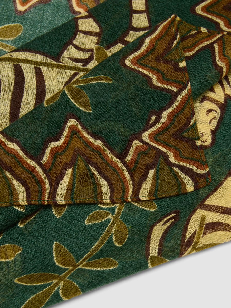 Green wool-blend scarf with print_2