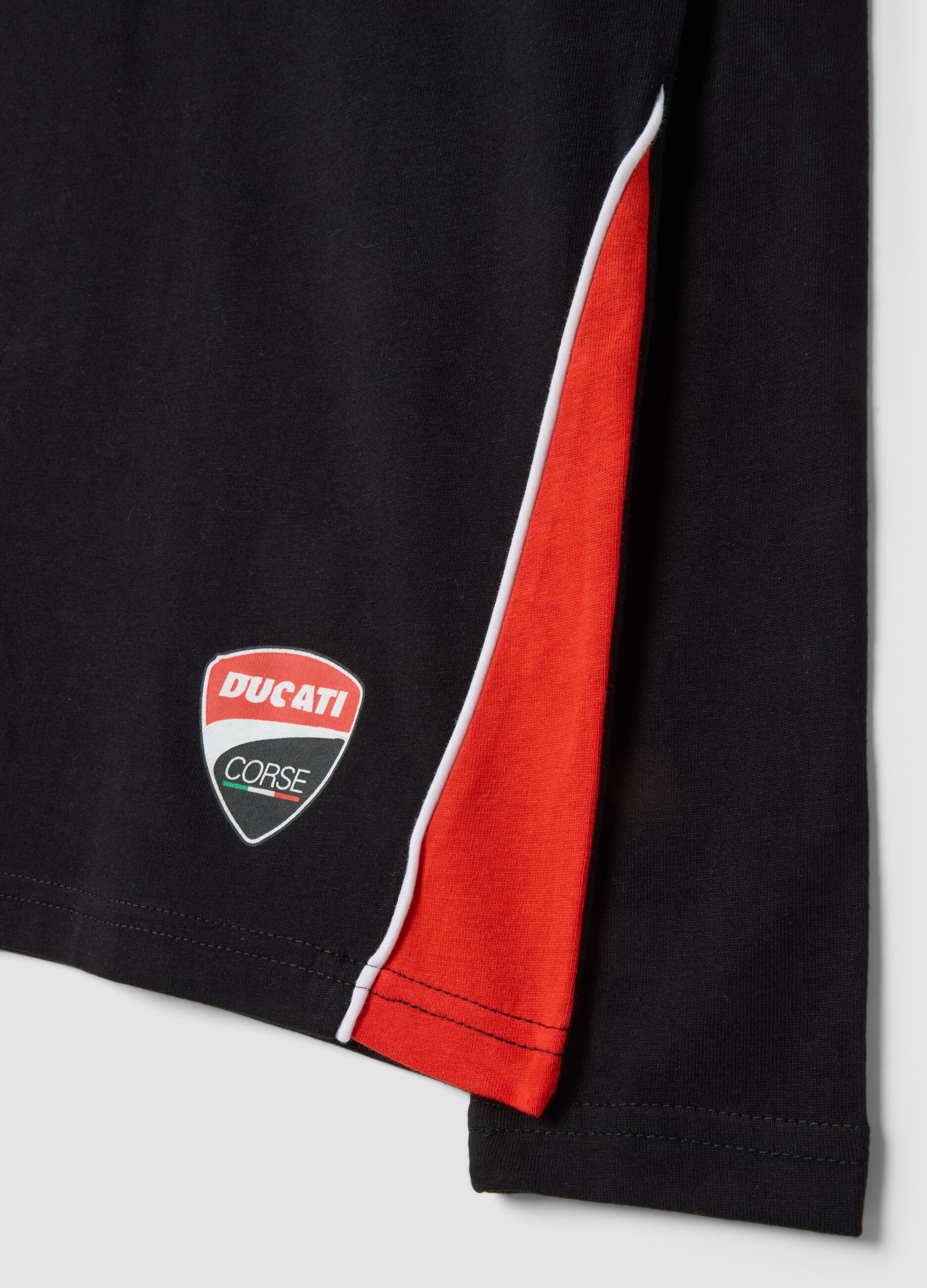 Black pure cotton Ducati-themed T-shirt, relaxed fit