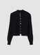 Black ribbed viscose-blend cardigan, regular fit_0